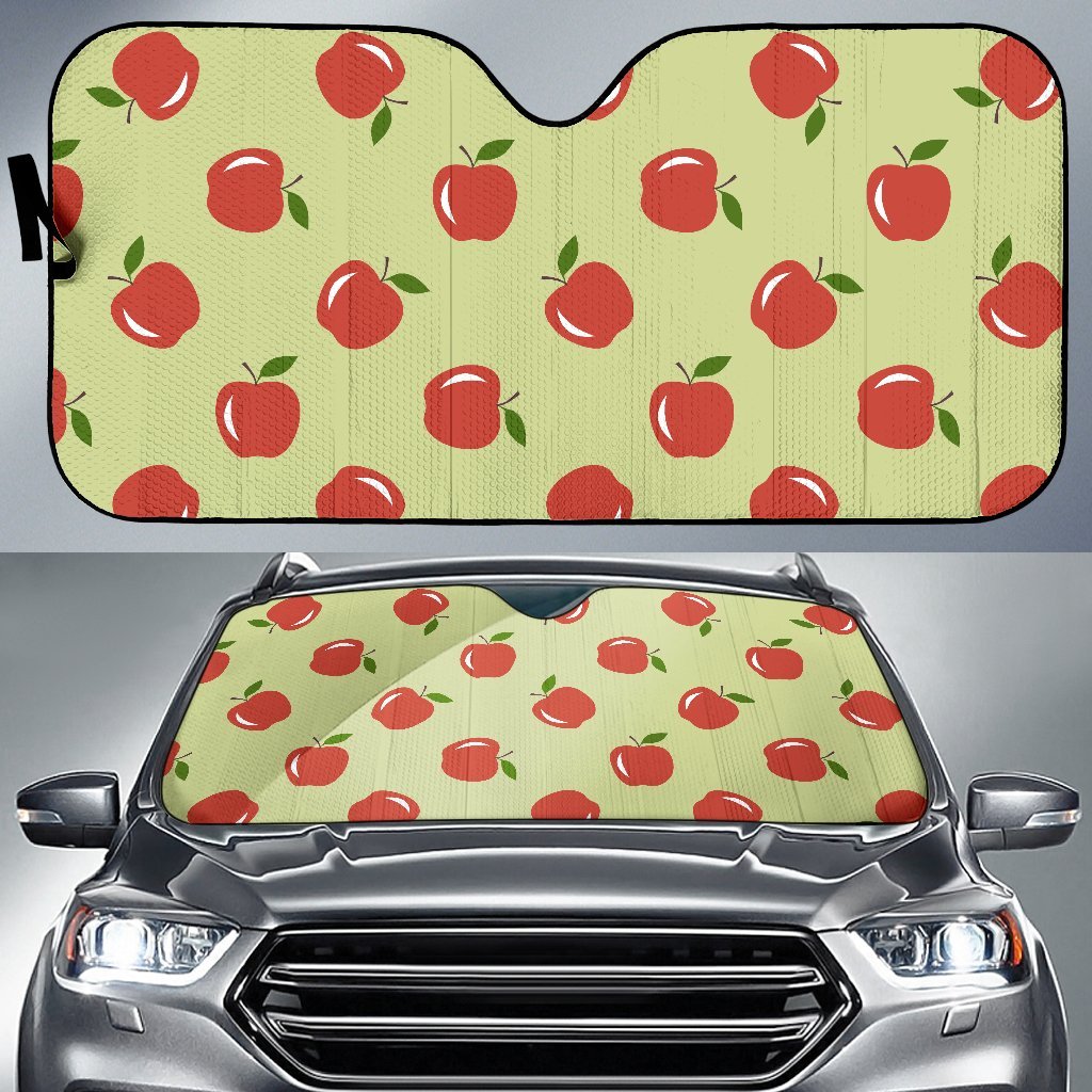 Red Apple Print Pattern Car Sun Shade-grizzshop
