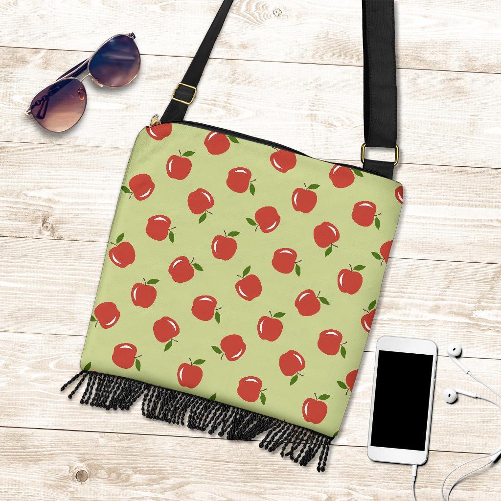 Red Apple Print Pattern Crossbody bags-grizzshop