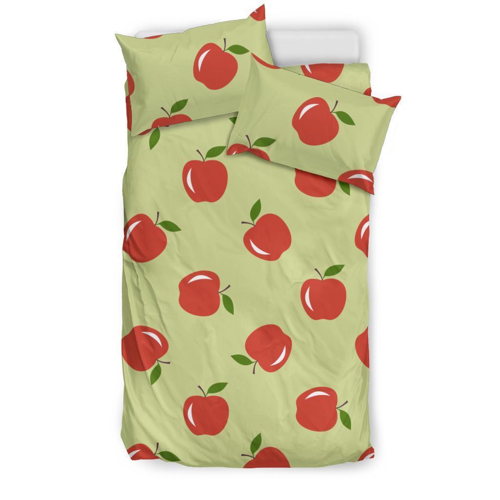 Red Apple Print Pattern Duvet Cover Bedding Set-grizzshop