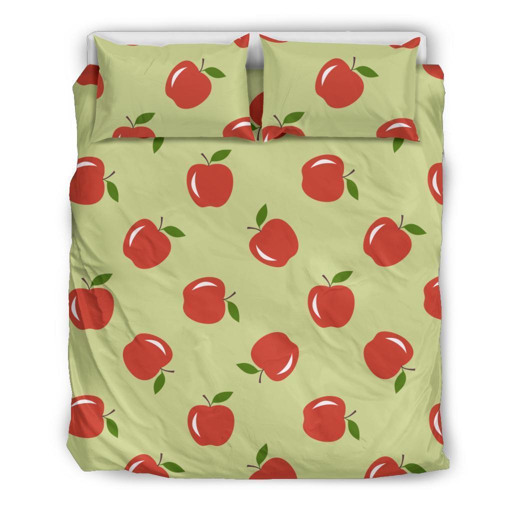 Red Apple Print Pattern Duvet Cover Bedding Set-grizzshop