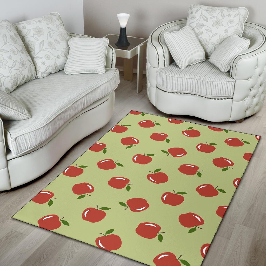 Red Apple Print Pattern Floor Mat-grizzshop