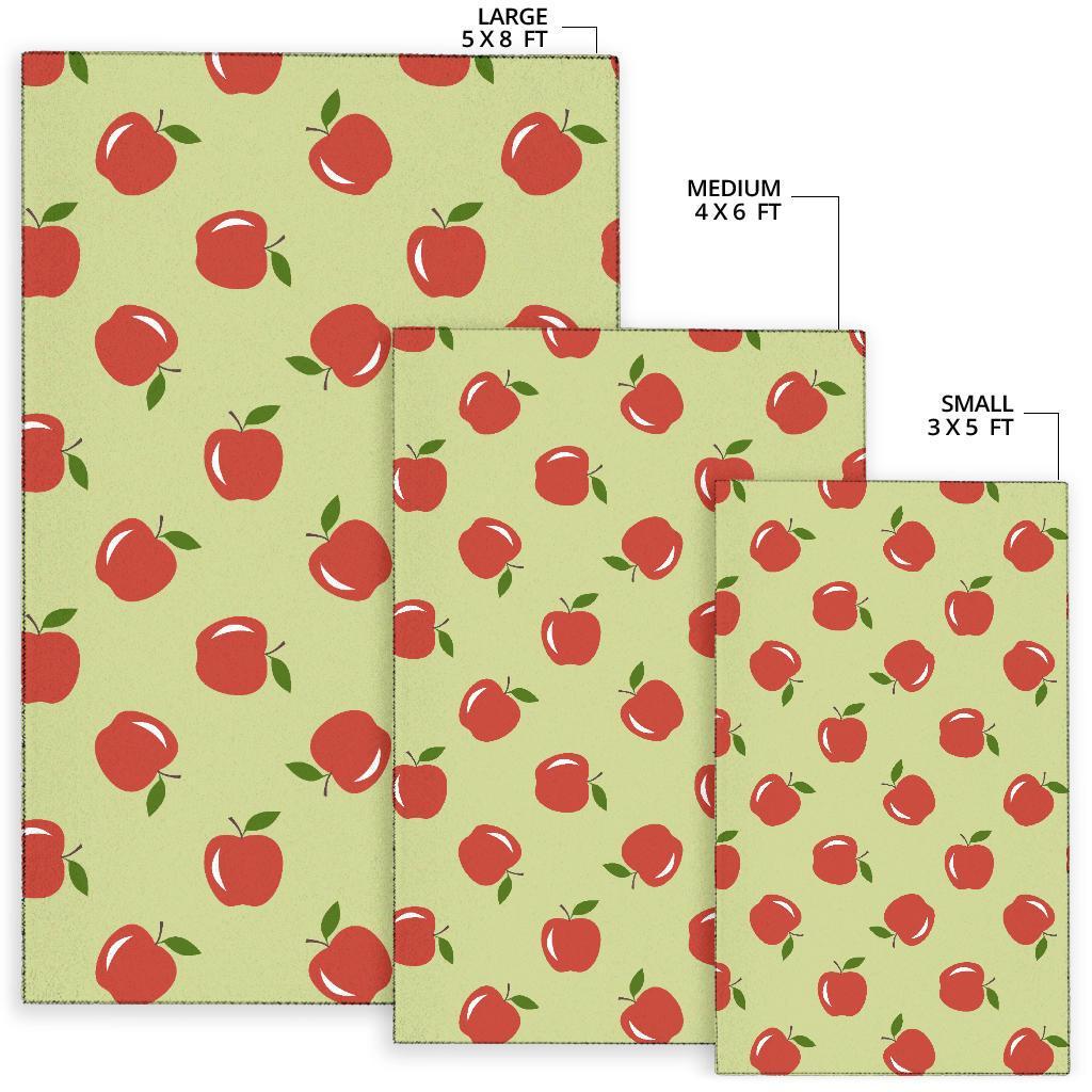 Red Apple Print Pattern Floor Mat-grizzshop