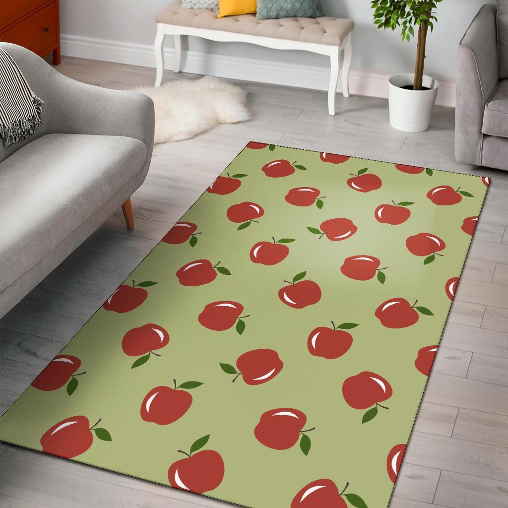 Red Apple Print Pattern Floor Mat-grizzshop