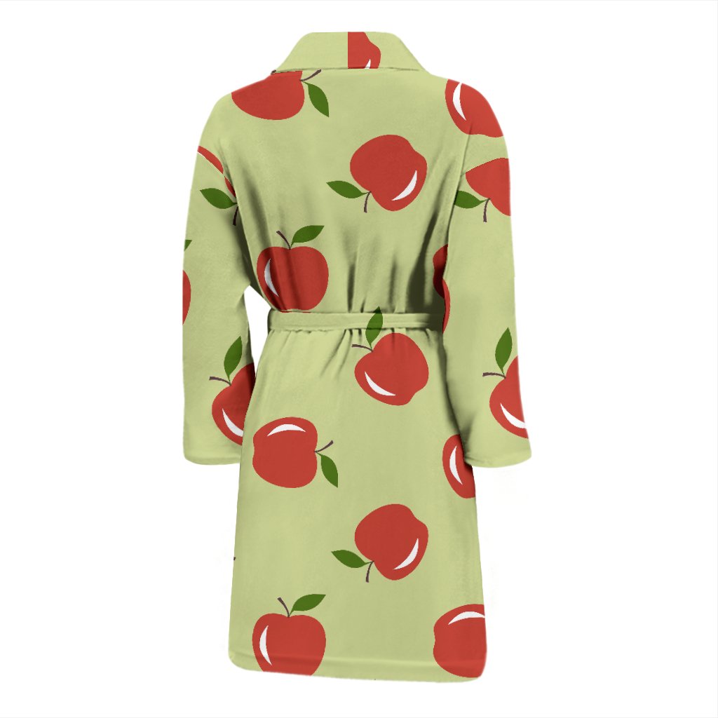 Red Apple Print Pattern Men Long Robe-grizzshop