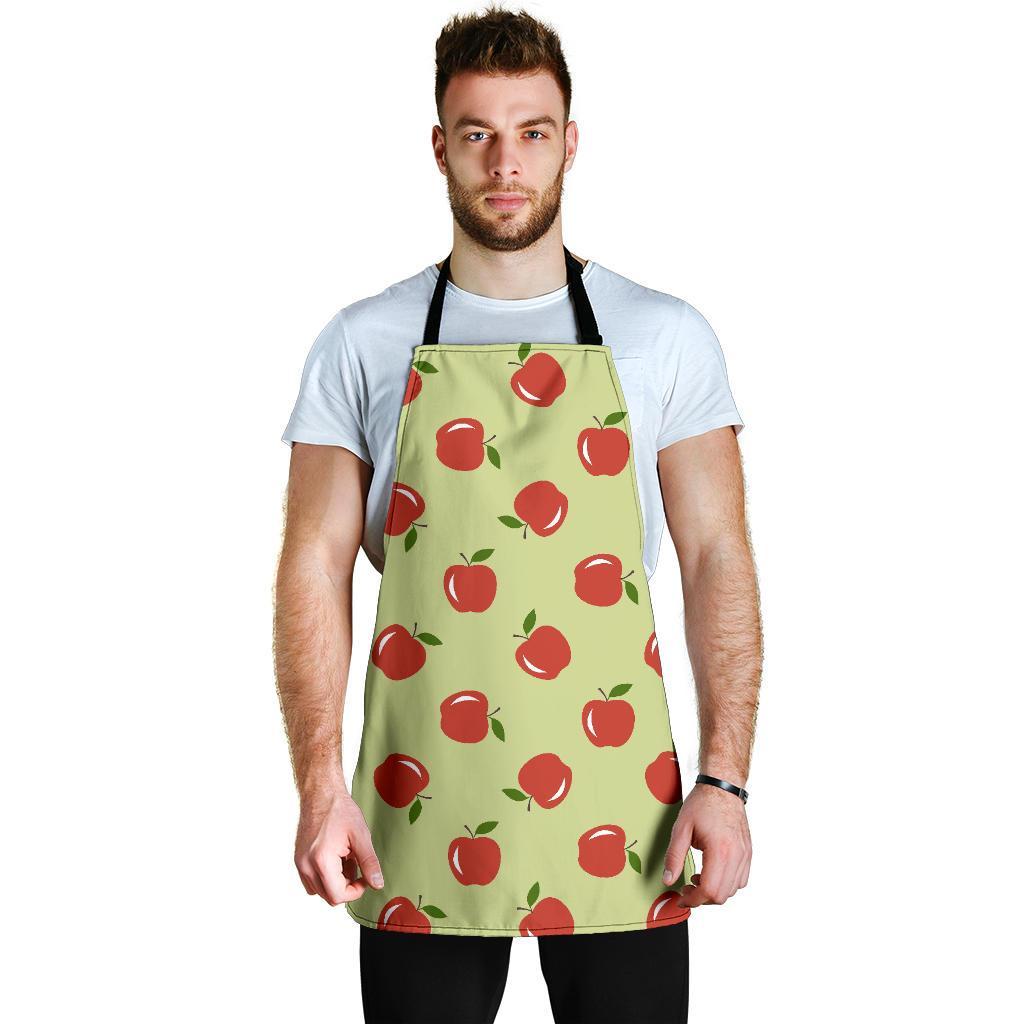 Red Apple Print Pattern Men's Apron-grizzshop