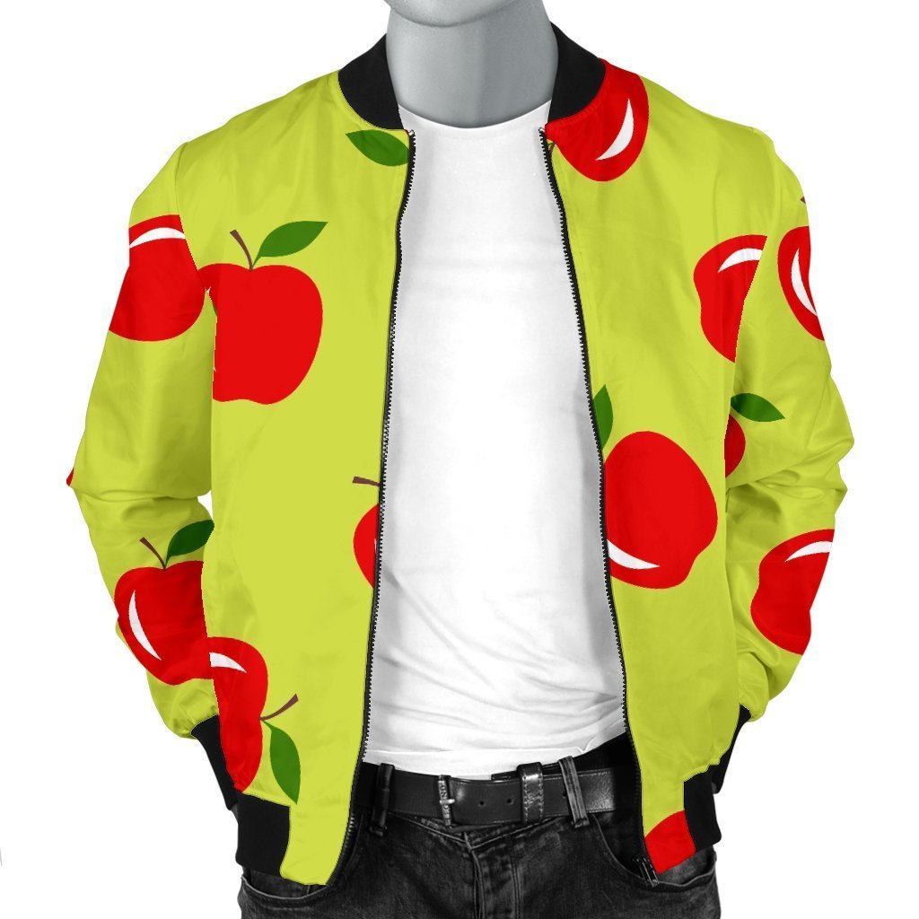 Red Apple Print Pattern Men's Bomber Jacket-grizzshop