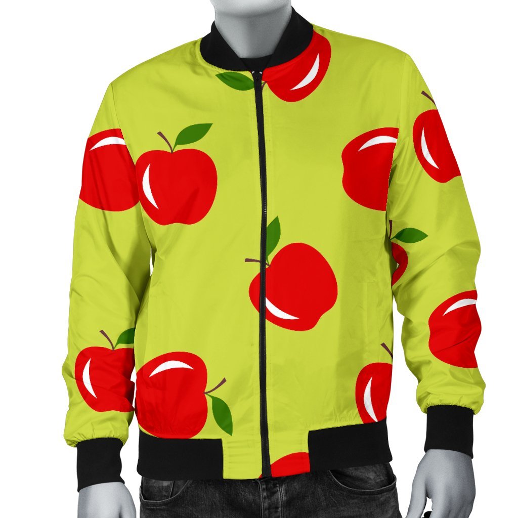 Red Apple Print Pattern Men's Bomber Jacket-grizzshop