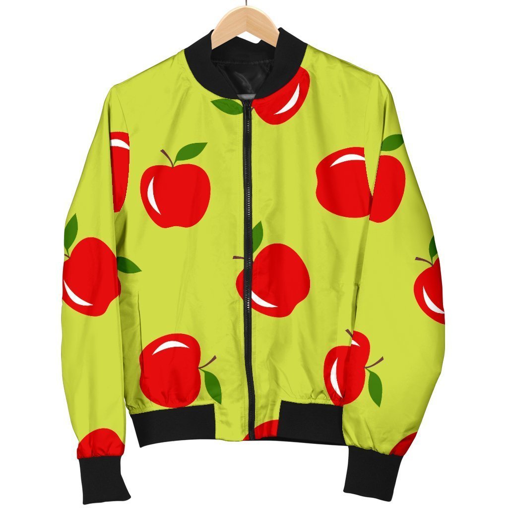 Red Apple Print Pattern Men's Bomber Jacket-grizzshop