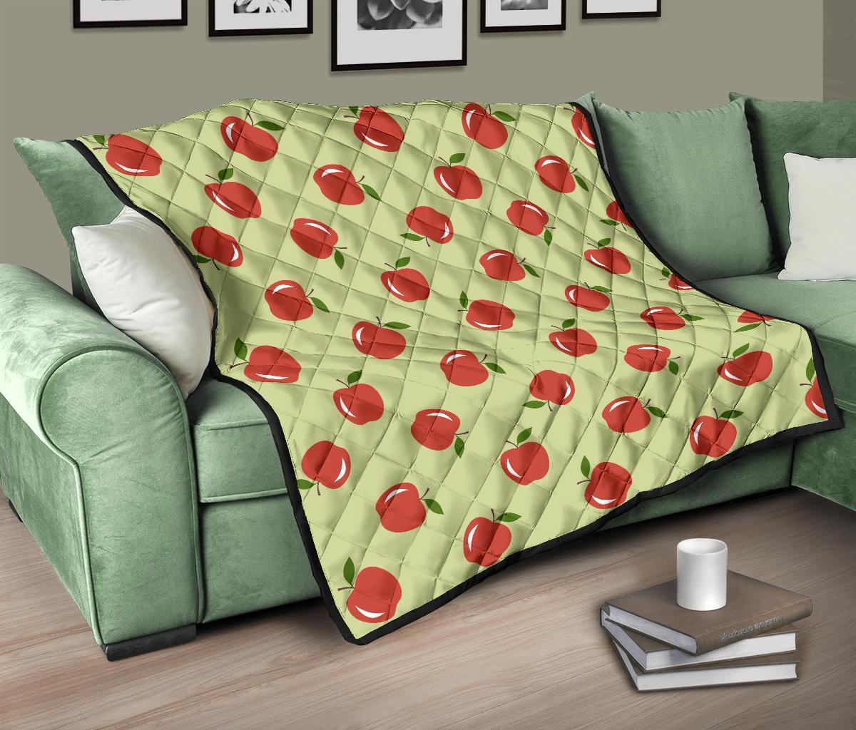 Red Apple Print Pattern Quilt-grizzshop