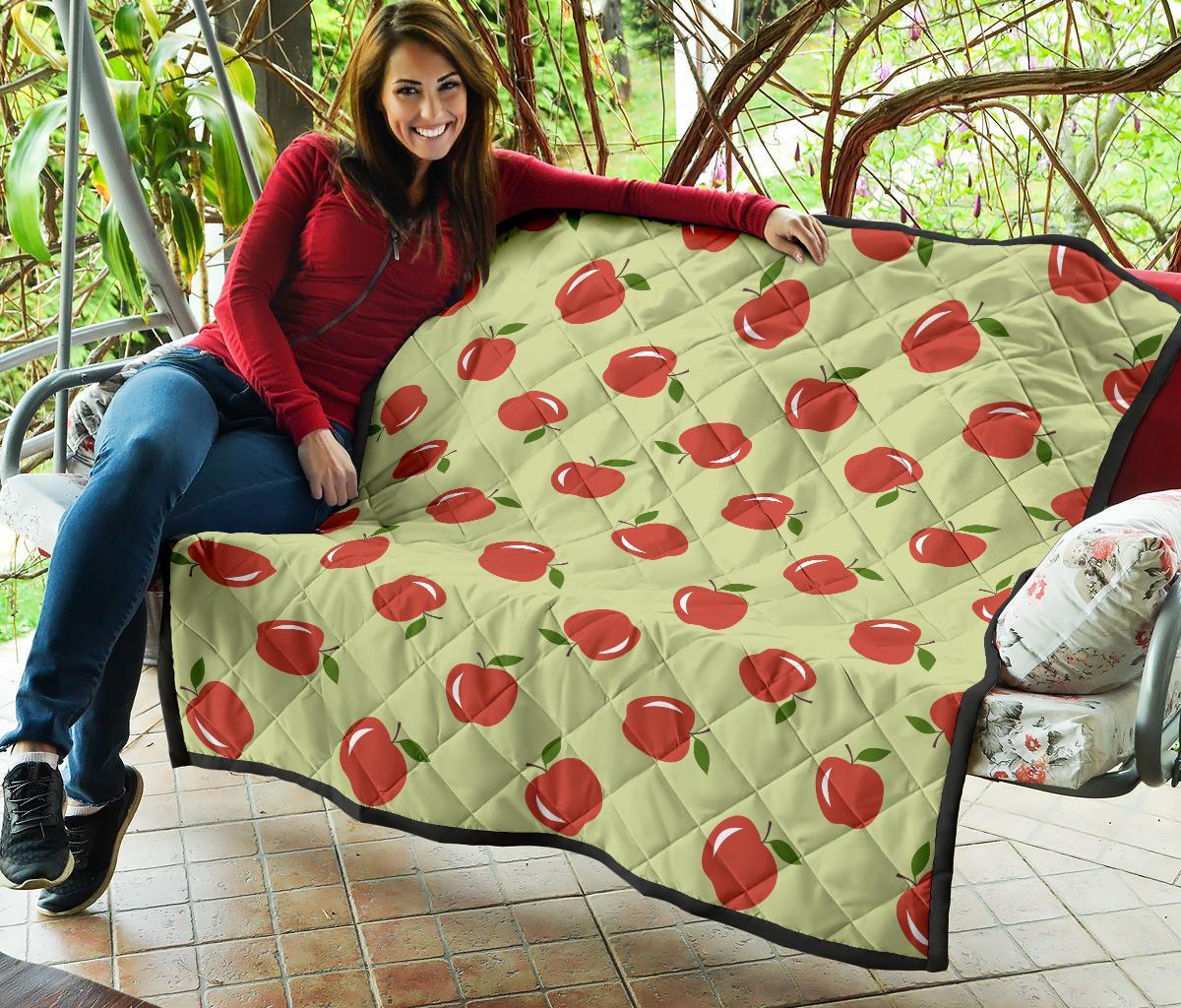 Red Apple Print Pattern Quilt-grizzshop