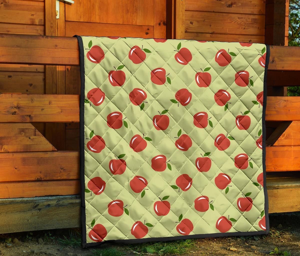 Red Apple Print Pattern Quilt-grizzshop