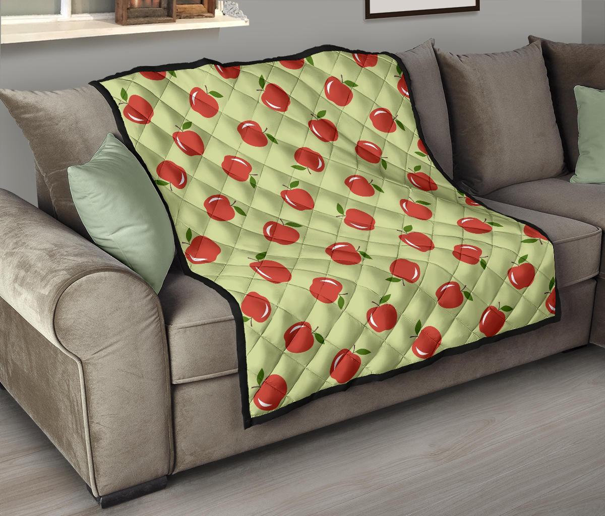 Red Apple Print Pattern Quilt-grizzshop