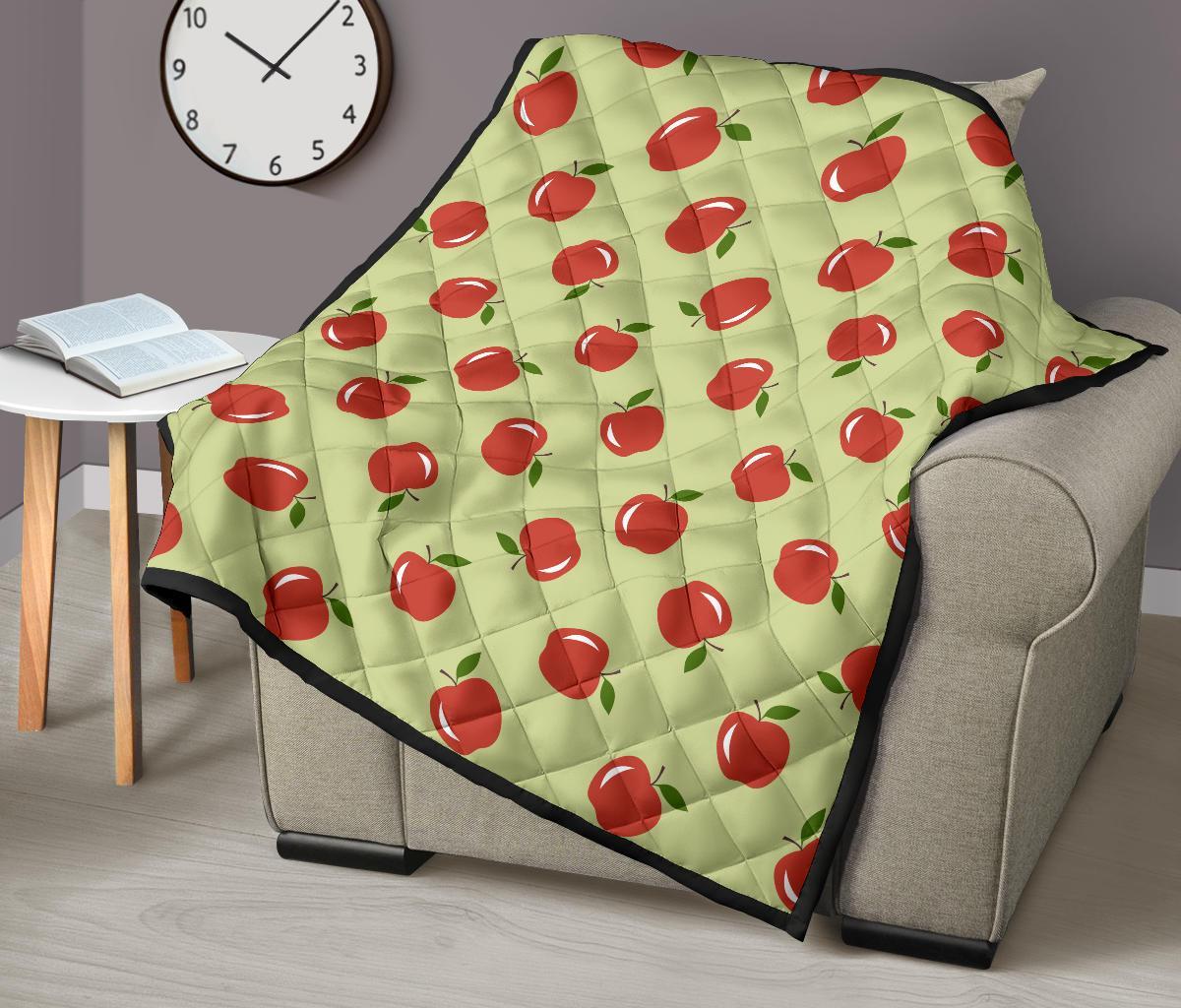 Red Apple Print Pattern Quilt-grizzshop