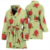 Red Apple Print Pattern Women Long Robe-grizzshop