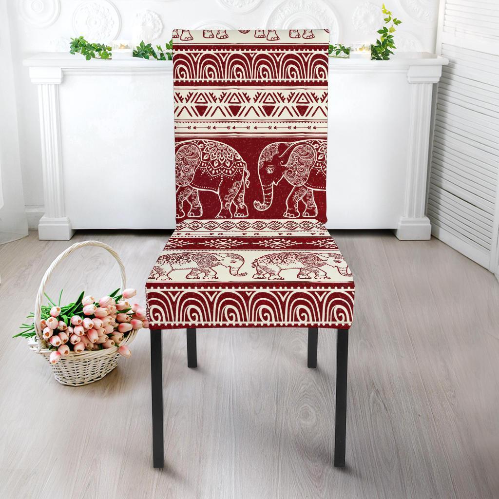 Red Aztec Elephant Pattern Print Chair Cover-grizzshop