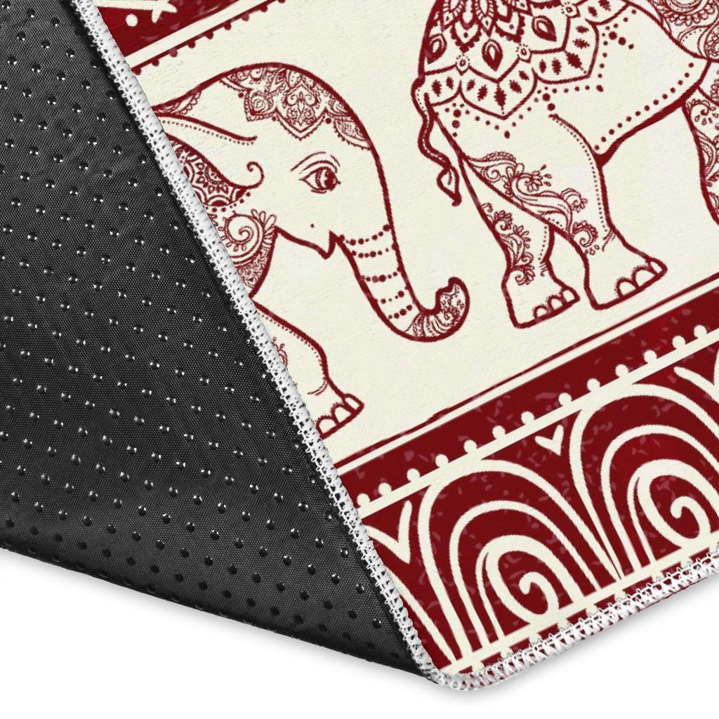 Red Aztec Elephant Pattern Print Floor Mat-grizzshop