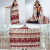 Red Aztec Elephant Pattern Print Hooded Blanket-grizzshop