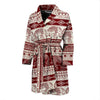 Red Aztec Elephant Pattern Print Men Long Robe-grizzshop