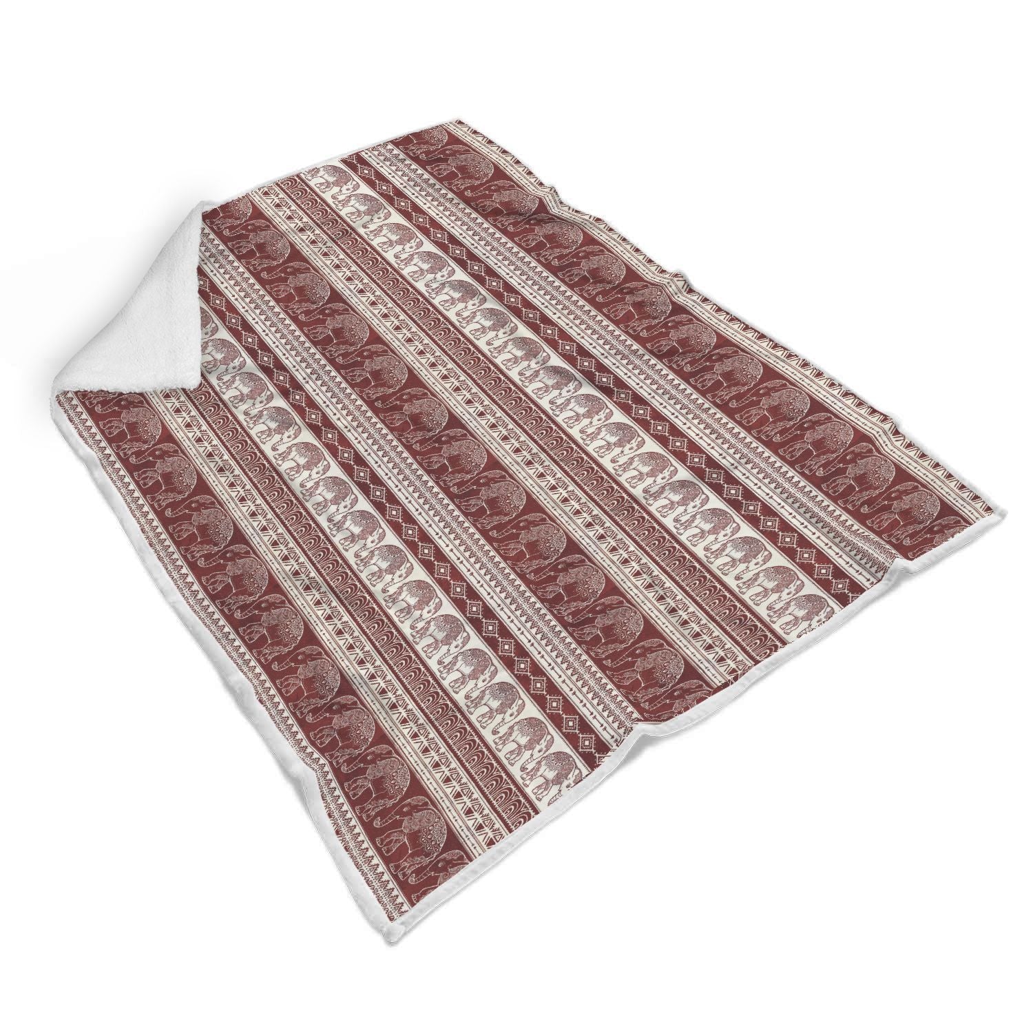 Red Aztec Elephant Pattern Print Throw Blanket-grizzshop