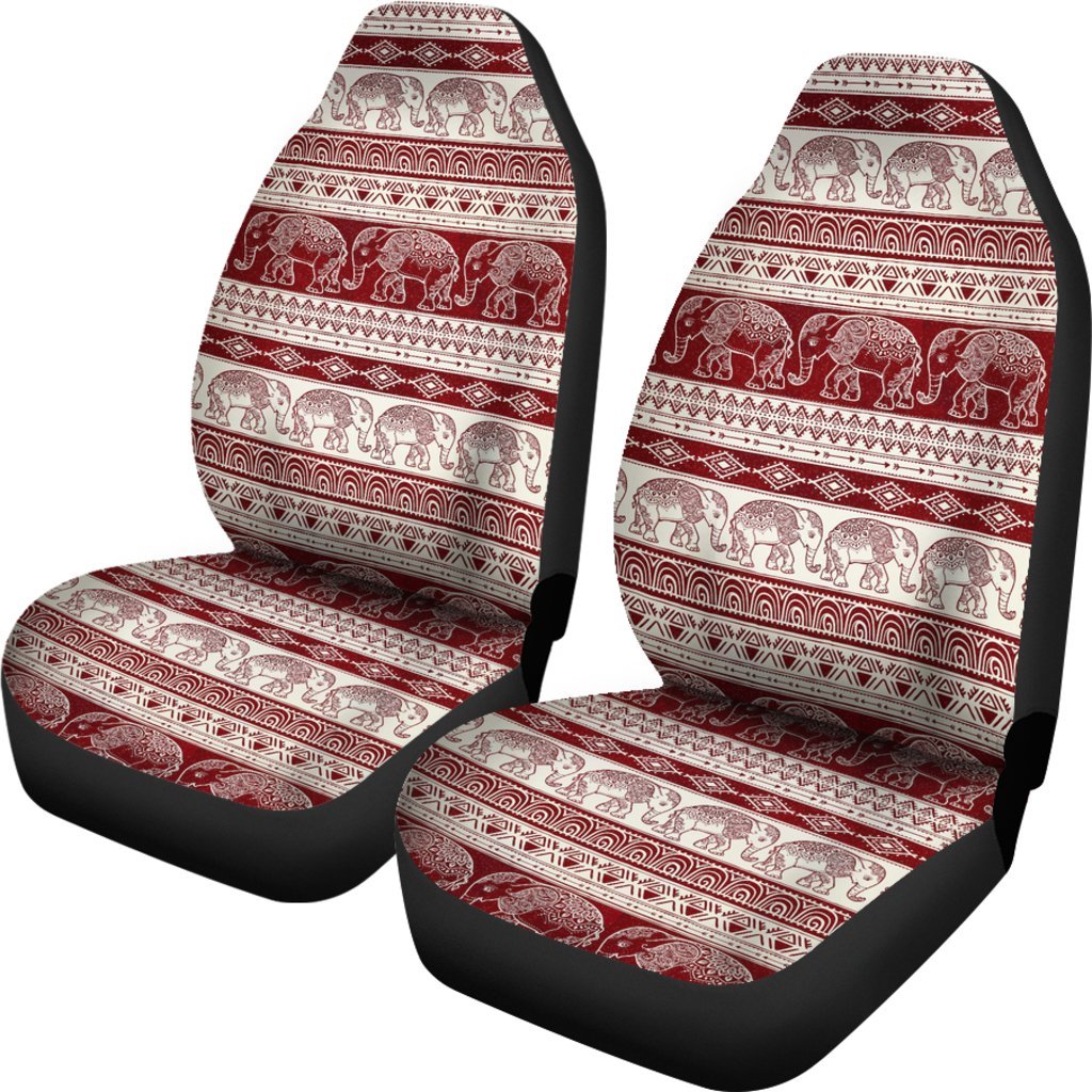 Red Aztec Elephant Pattern Print Universal Fit Car Seat Cover-grizzshop