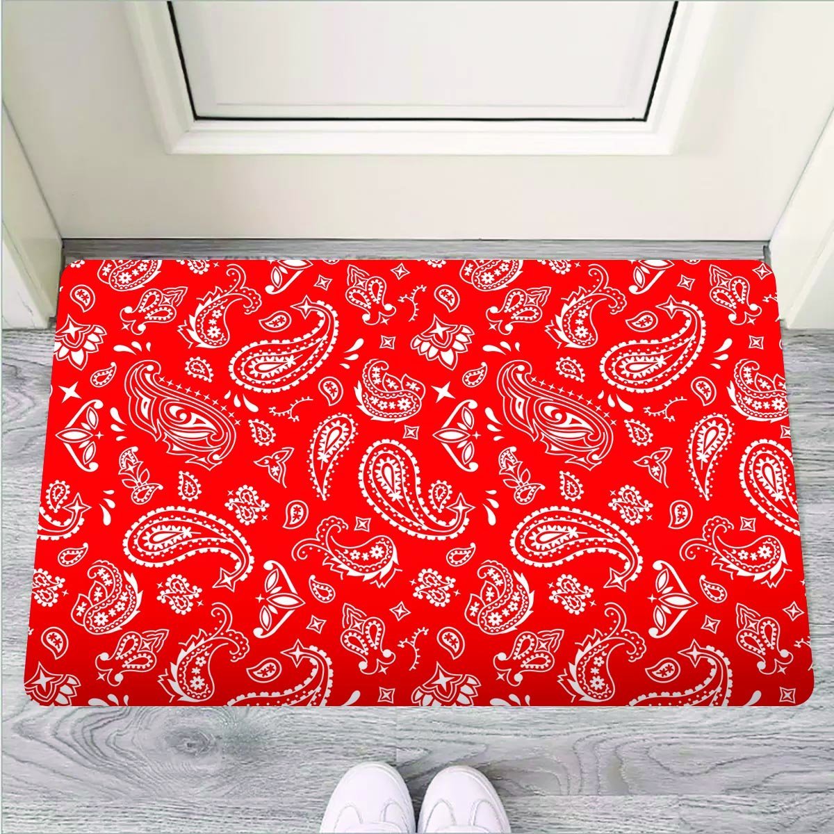 Red Bandana Door Mat-grizzshop