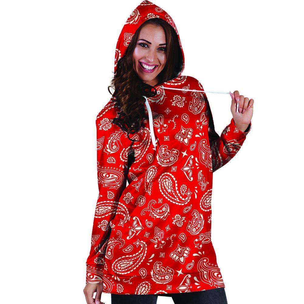 Red Bandana Hoodie Dress-grizzshop