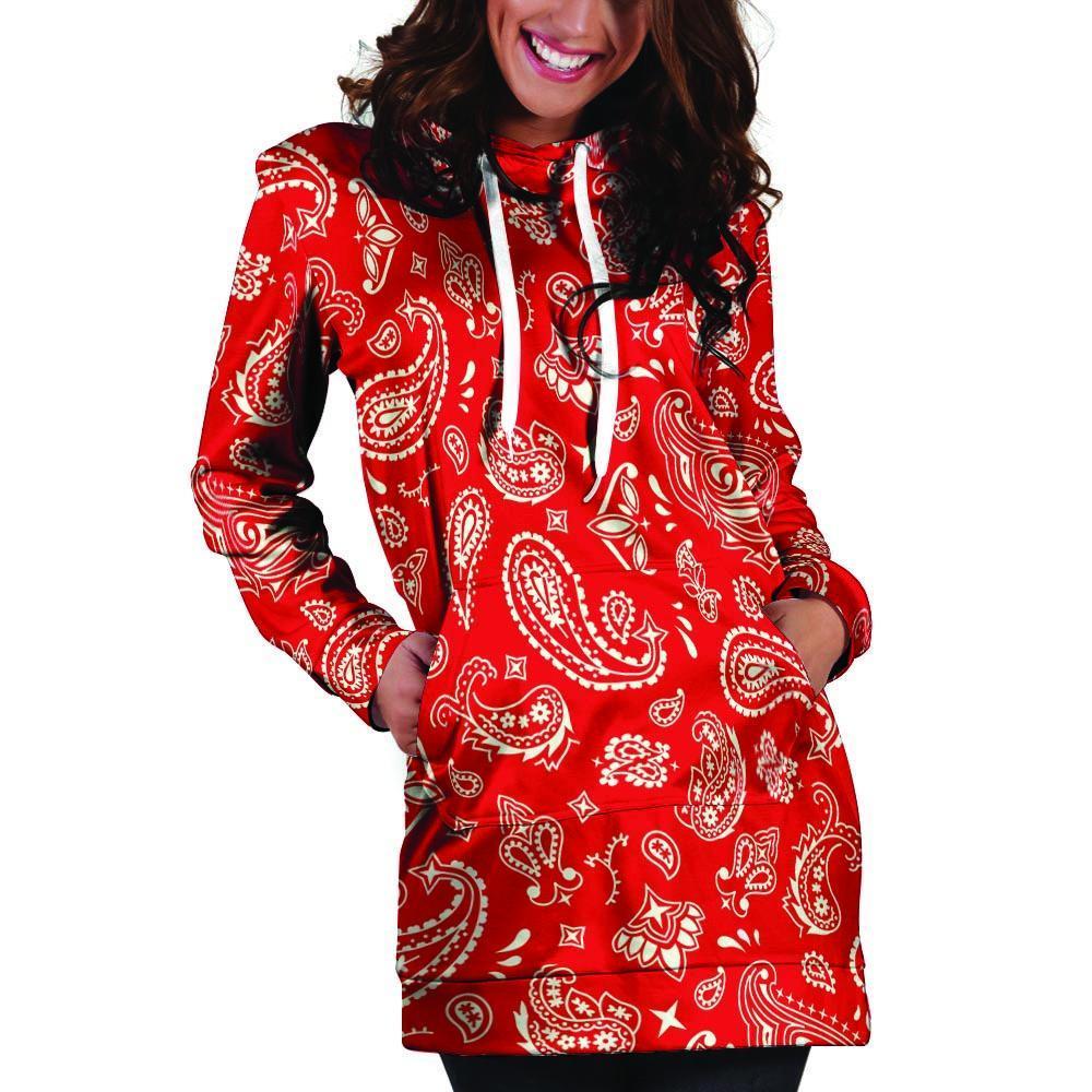 Red Bandana Hoodie Dress-grizzshop
