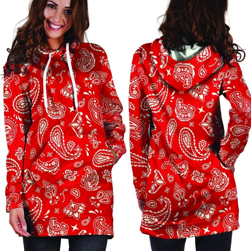 Red Bandana Hoodie Dress-grizzshop
