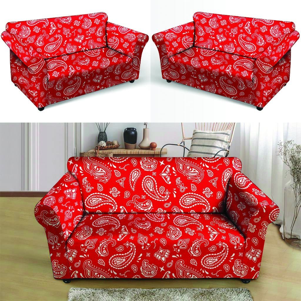 Red Bandana Loveseat Cover-grizzshop