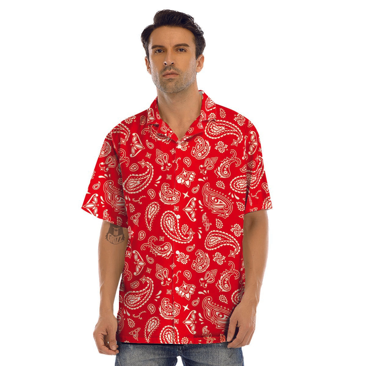 Red Bandana Men’s Hawaiian Shirt-grizzshop