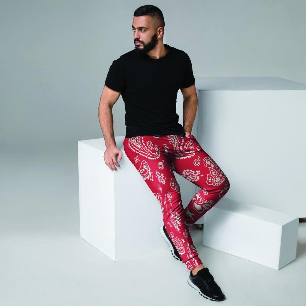 Red bandana joggers on sale mens