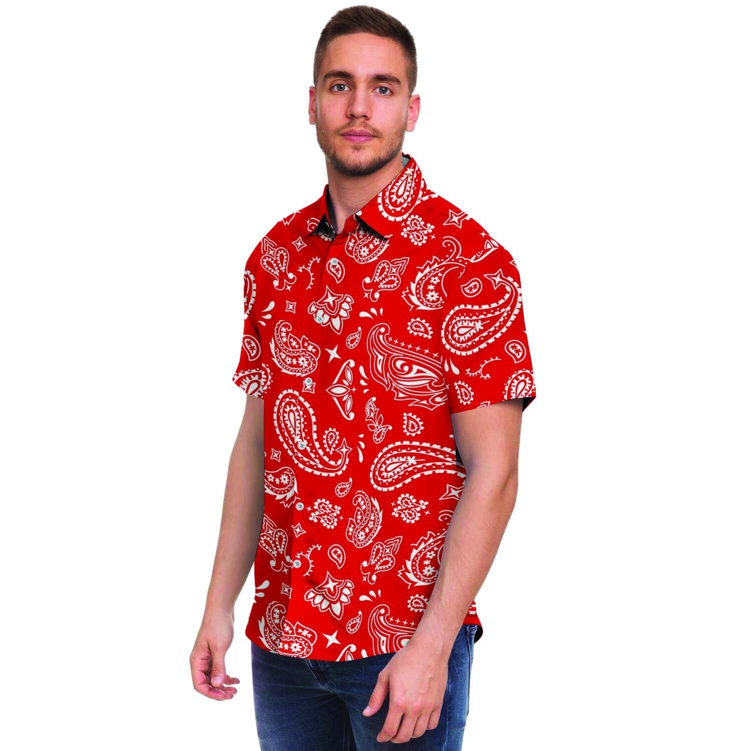 Red Bandana Men's Short Sleeve Shirt-grizzshop