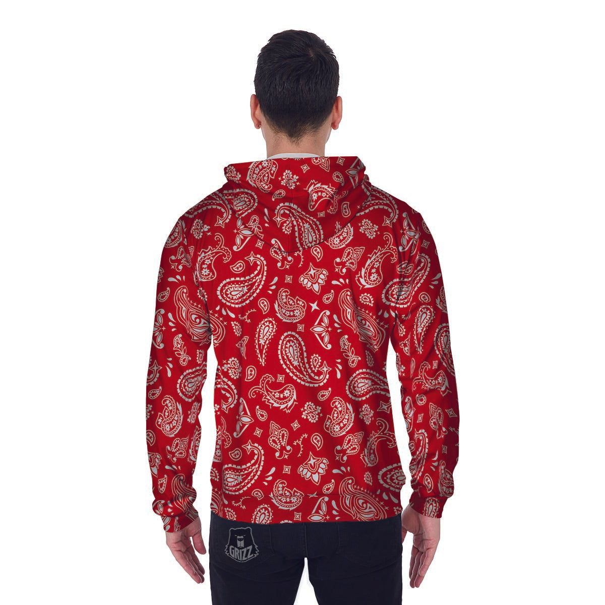 Red Bandana Men's Zip Up Hoodie-grizzshop