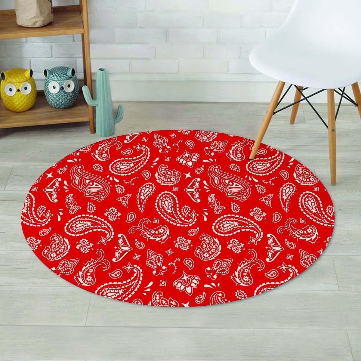 Red Bandana Round Rug-grizzshop