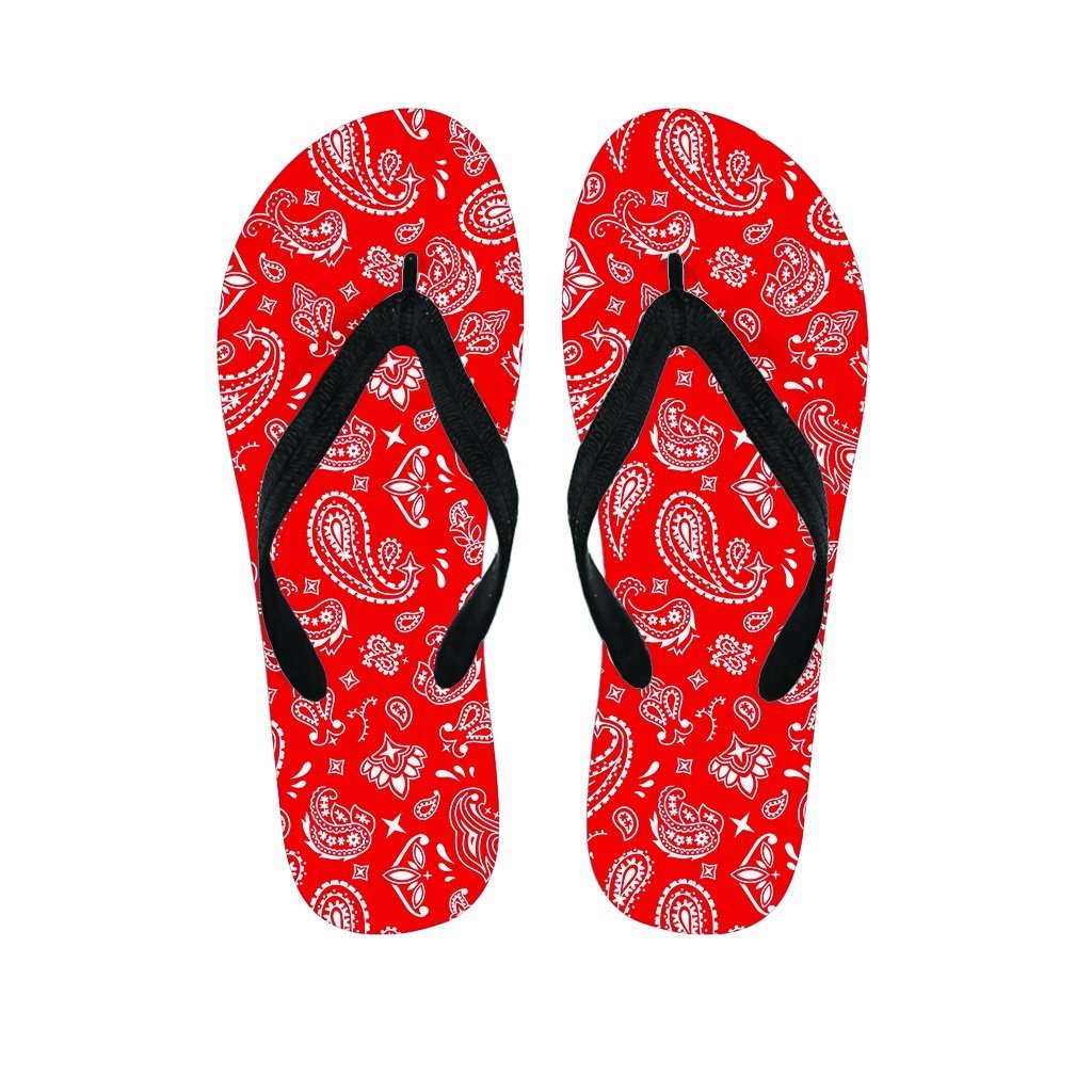 Red Bandana Women's Flip Flops-grizzshop