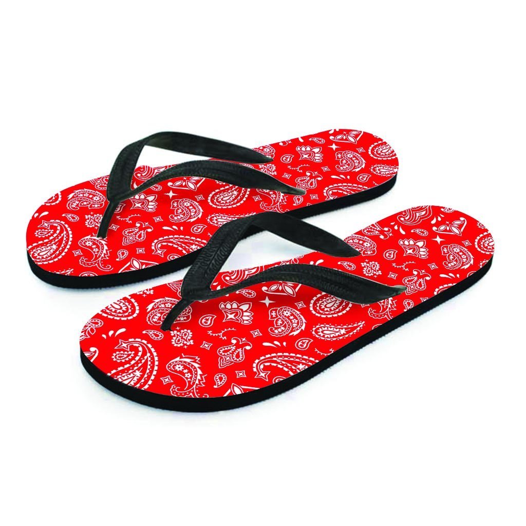 Red Bandana Women's Flip Flops-grizzshop