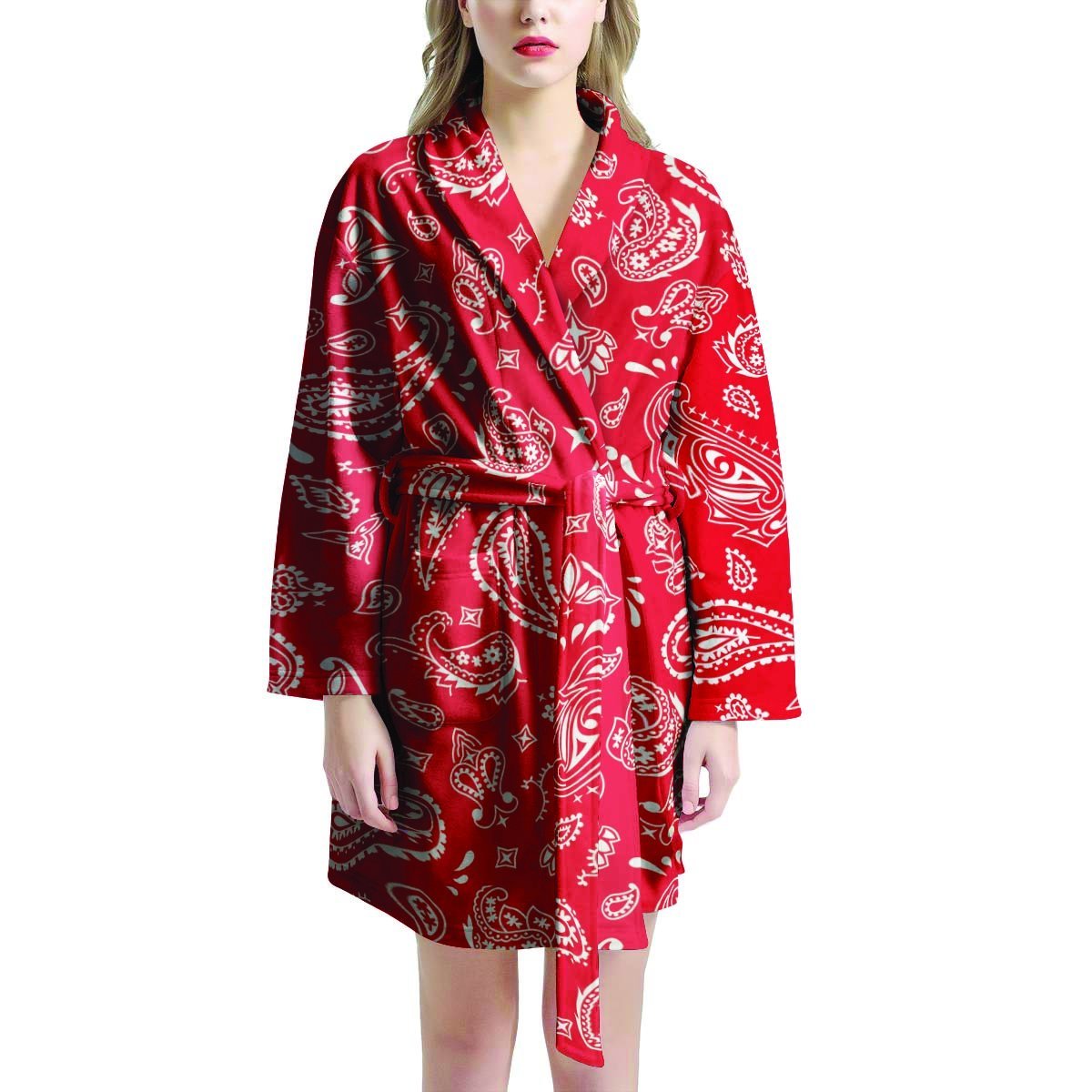 Red Bandana Women's Robe-grizzshop