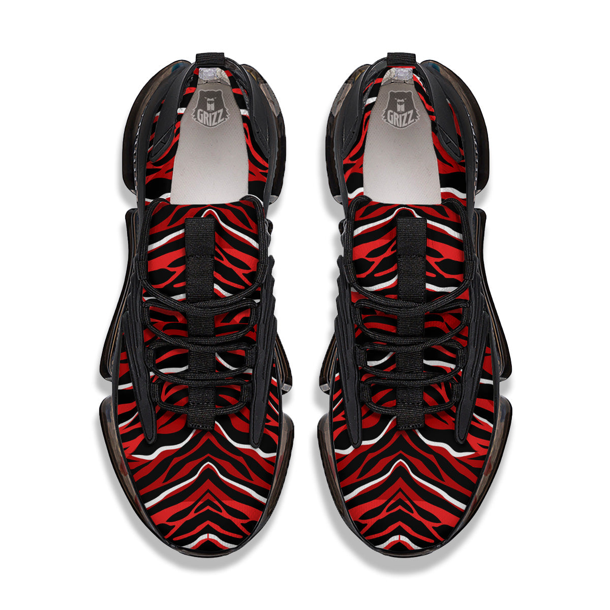 Red Black And White Colored Leopard Print Pattern Black Gym Shoes-grizzshop