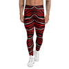 Red Black And White Colored Leopard Print Pattern Men's Leggings-grizzshop