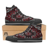 Red Black Bandana Paisley Print Black High Top Shoes-grizzshop