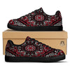 Red Black Bandana Paisley Print Black Low Top Sneakers-grizzshop