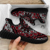 Red Black Bandana Paisley Print Black Walking Shoes-grizzshop