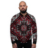 Red Black Bandana Paisley Print Men's Bomber Jacket-grizzshop