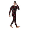 Red Black Bandana Paisley Print Men's Pajamas-grizzshop