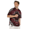 Red Black Bandana Paisley Print Men's Short Sleeve Shirts-grizzshop