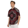 Red Black Bandana Paisley Print Men's Short Sleeve Shirts-grizzshop