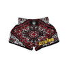 Red Black Bandana Paisley Print Muay Thai Boxing Shorts-grizzshop