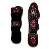 Red Black Bandana Paisley Print Muay Thai Shin Guards-grizzshop