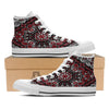 Red Black Bandana Paisley Print White High Top Shoes-grizzshop