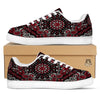 Red Black Bandana Paisley Print White Low Top Sneakers-grizzshop